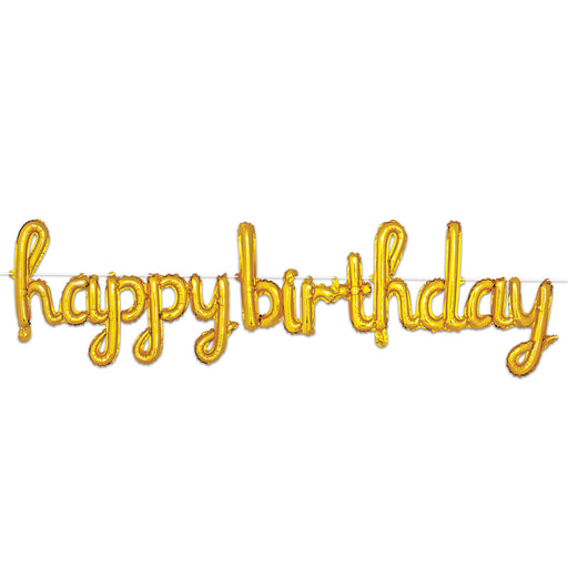 Script Happy Birthday Balloon Streamer – 16" x 5' 6" – (1/Pkg) by Beistle for Birthday Balloon Streamers