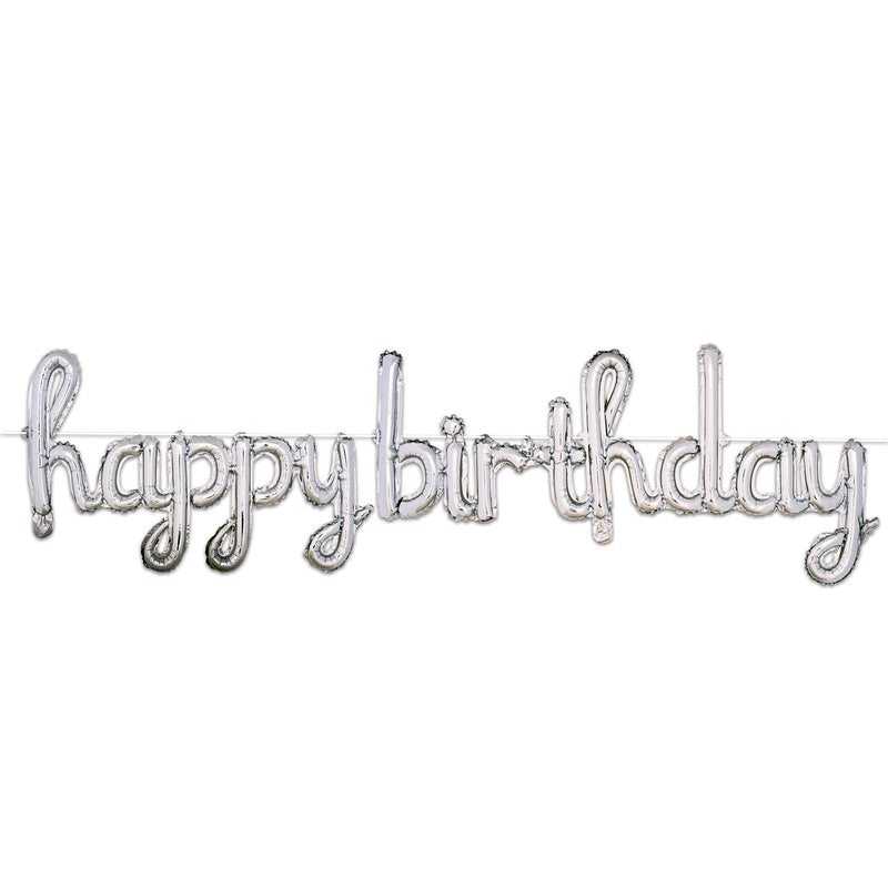 Script Happy Birthday Balloon Streamer – 16" x 5' 6" – (1/Pkg) by Beistle for Birthday Balloon Streamers