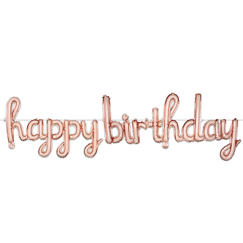Script Happy Birthday Balloon Streamer – 16" x 5' 6" – (1/Pkg) by Beistle for Birthday Balloon Streamers