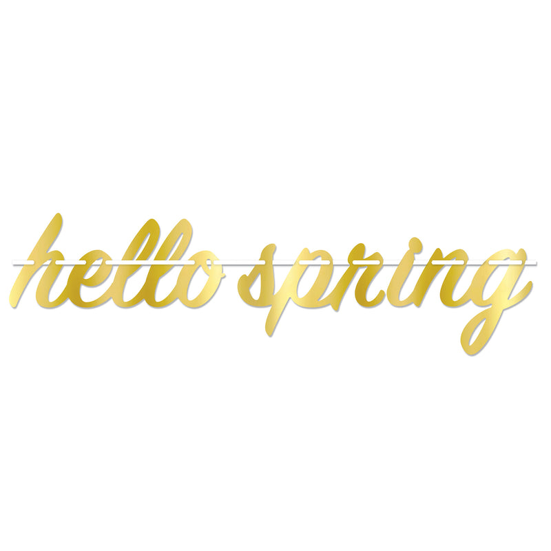 Foil Hello Spring Streamer – 5¾" x 26" – (1/Pkg) by Beistle for Spring/Summer Streamers