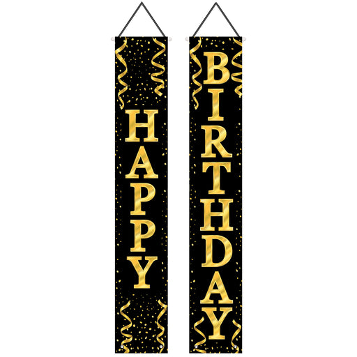 Happy Birthday Fabric Door Panel Set – 6' x 12¾" – (1/Pkg) by Beistle for Birthday Door Covers
