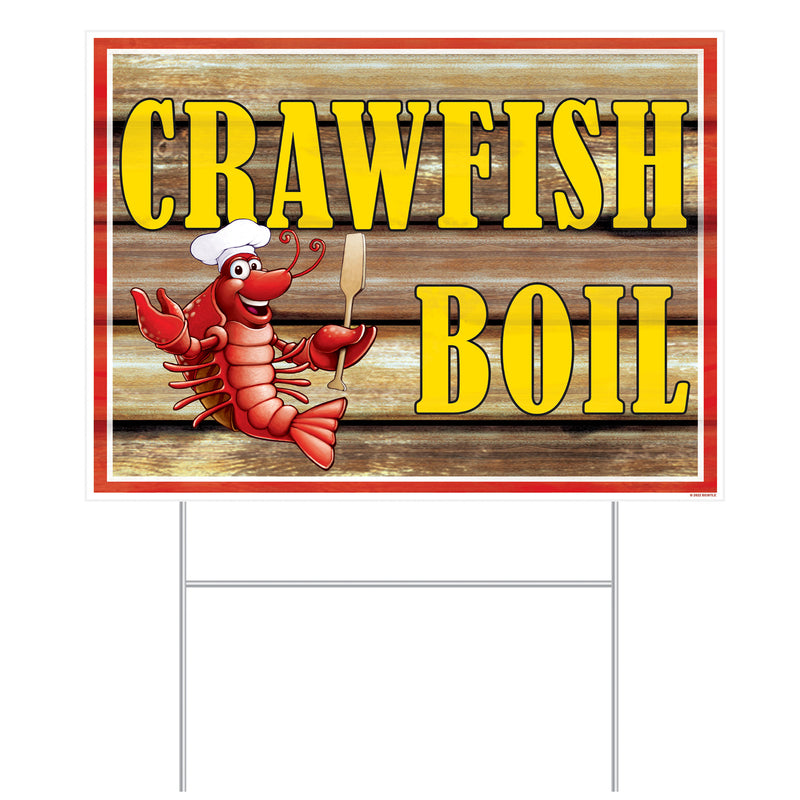 Plastic Crawfish Boil Yard Sign – 11½" x 15½" – (1/Pkg) by Beistle for Mardi Gras Plastic Yard Signs