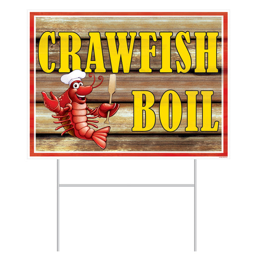 Plastic Crawfish Boil Yard Sign – 11½" x 15½" – (1/Pkg) by Beistle for Mardi Gras Plastic Yard Signs