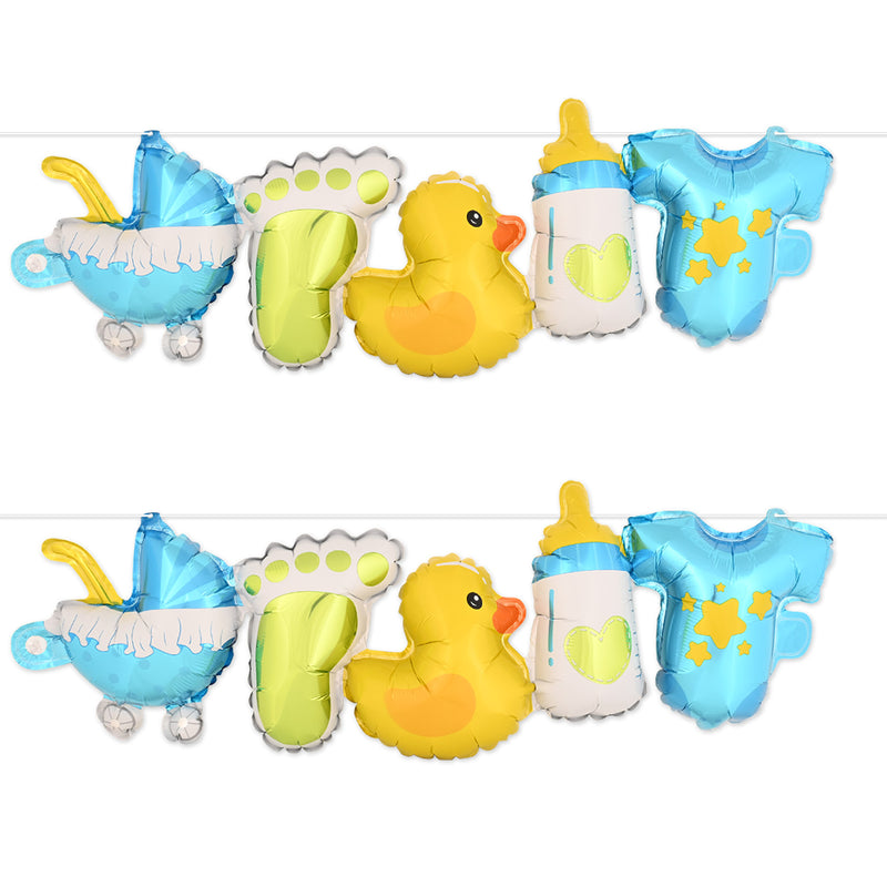 Baby Boy Balloon Streamers – 9½" x 5' – (2/Pkg) by Beistle for Baby Shower Balloon Streamers