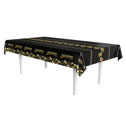 Metallic Casino Tablecover – 54" x 108" – (1/Pkg) by Beistle for Casino Table Covers - Patterned