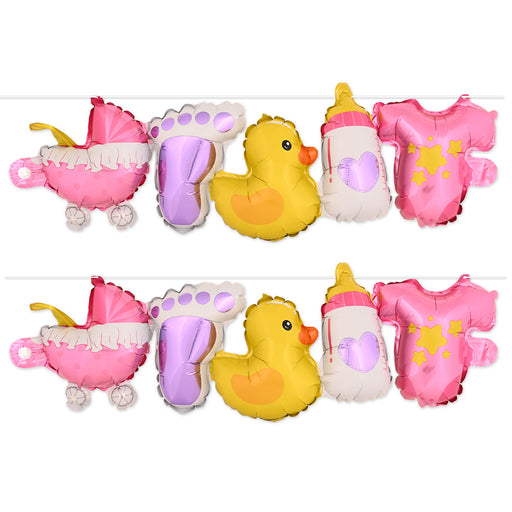 Baby Girl Balloon Streamers – 9½" x 5' – (2/Pkg) by Beistle for Baby Shower Balloon Streamers