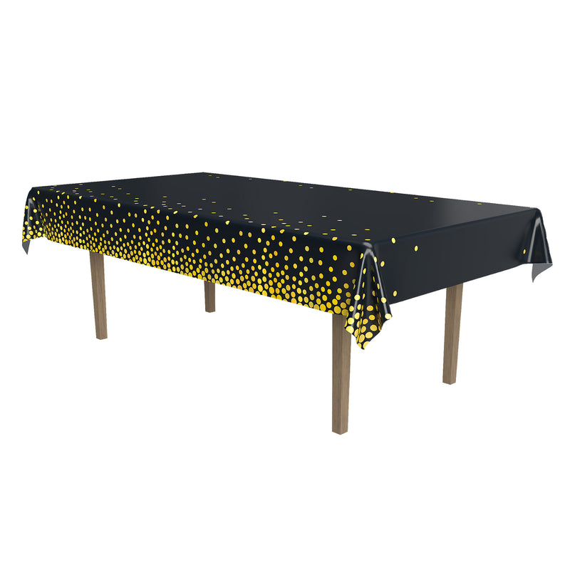 Metallic Polka Dots Tablecover – 54" x 108" – (1/Pkg) by Beistle for General Occasion Table Covers - Patterned