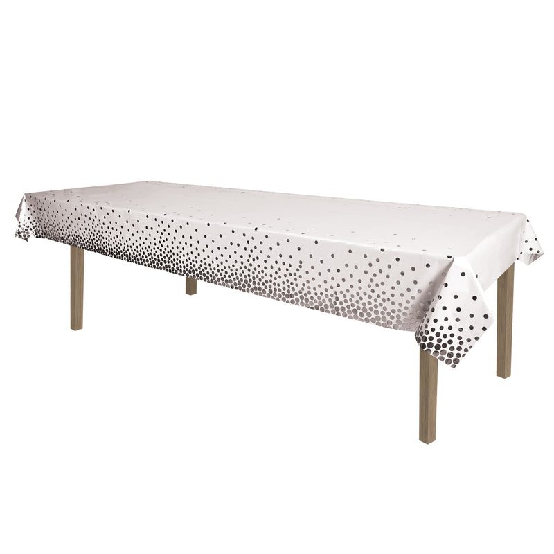 Metallic Polka Dots Tablecover – 54" x 108" – (1/Pkg) by Beistle for General Occasion Table Covers - Patterned