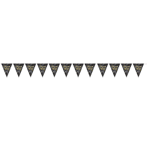 Metallic Congrats Grad Pennant Banner – 11" x 12' – (1/Pkg) by Beistle for Graduation Pennant Banners