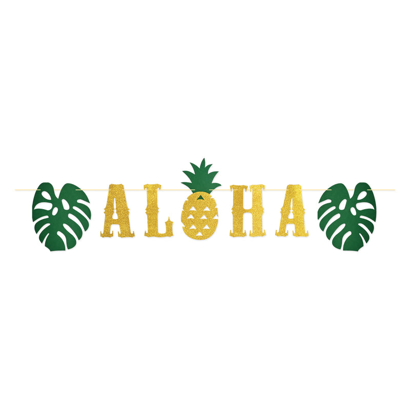 Glittered Aloha Streamer – 16" x 6' – (1/Pkg) by Beistle for Luau Streamers