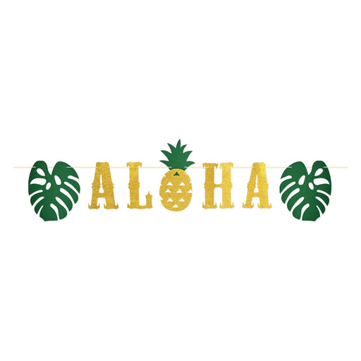 Glittered Aloha Streamer – 16" x 6' – (1/Pkg) by Beistle for Luau Streamers