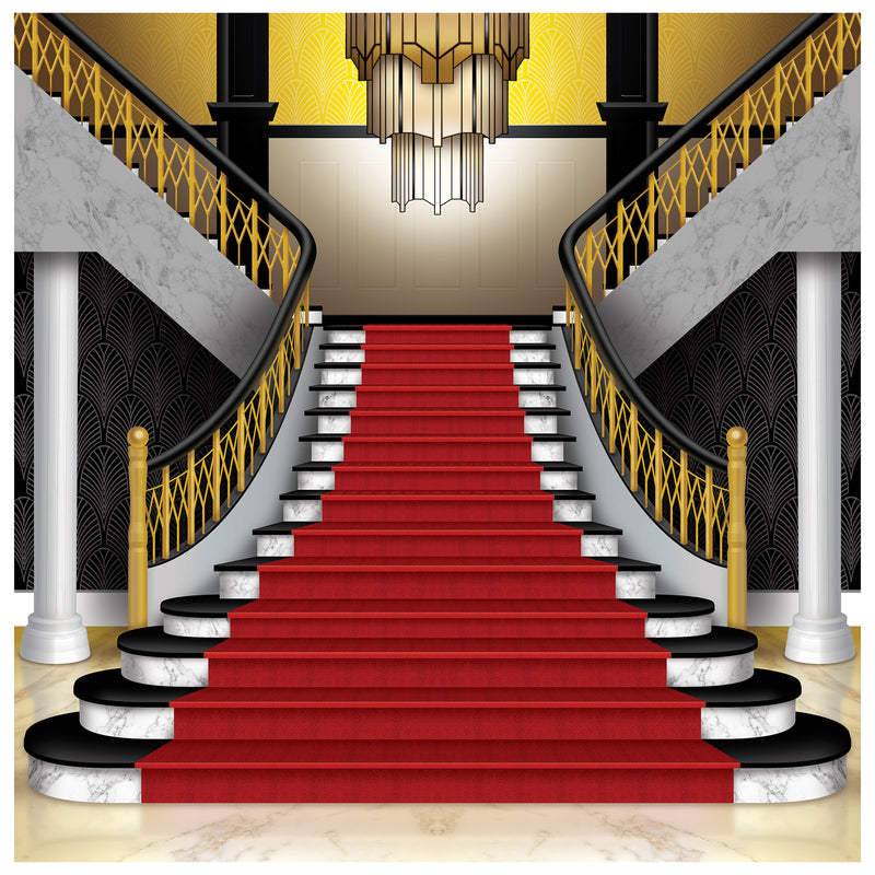 Red Carpet Grand Staircase Photo Prop – 7' x 6' – (1/Box) by Beistle for Prom Photo Props