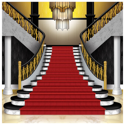 Red Carpet Grand Staircase Photo Prop – 7' x 6' – (1/Box) by Beistle for Prom Photo Props