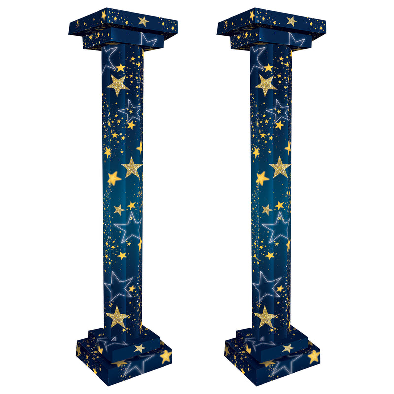 Starry Night 3-D Tall Column Props – 5' 9¾" x 16¾" – (2/Box) by Beistle for Prom 3-D Props