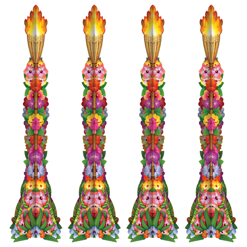 Luau 3-D Tiki Torch Props – 3' 11" – (4/Box) by Beistle for Prom 3-D Props