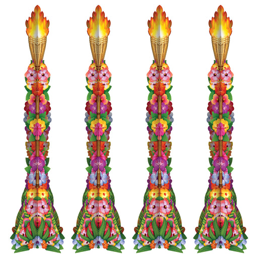 Luau 3-D Tiki Torch Props – 3' 11" – (4/Box) by Beistle for Prom 3-D Props
