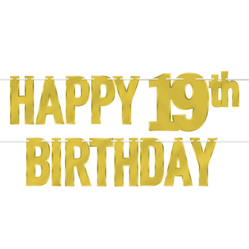 Foil Happy "19th" Birthday Streamer – 7½" x 5' – (1/Pkg) by Beistle for Birthday-Age Specific Streamers