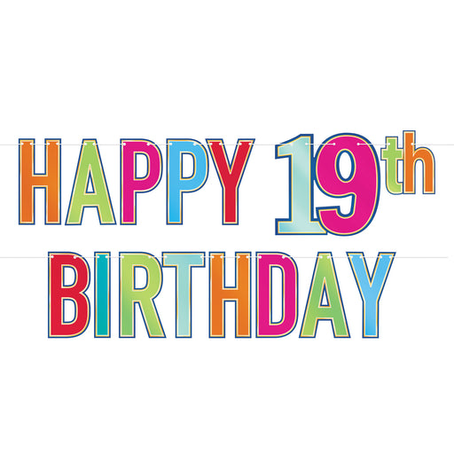 Foil Happy "19th" Birthday Streamer – 7½" x 5' – (1/Pkg) by Beistle for Birthday-Age Specific Streamers