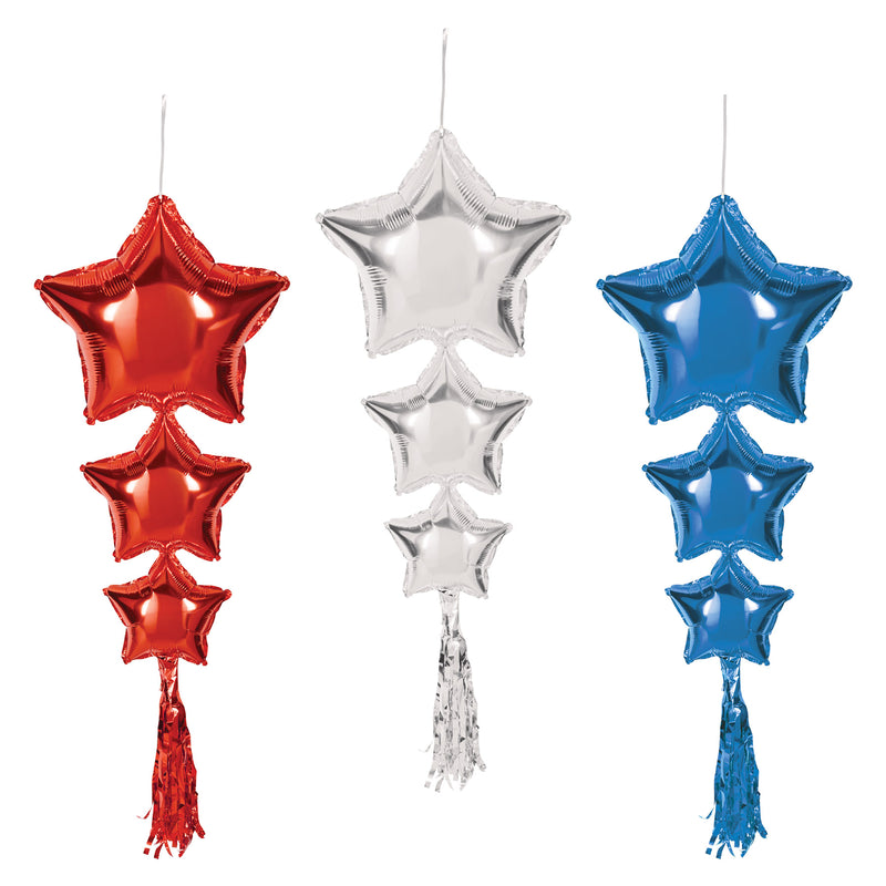 Star Balloons w/Tassels – 3' 9" – (3/Pkg)