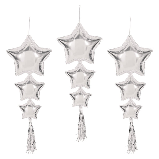 Star Balloons w/Tassels – 3' 9" – (3/Pkg) by Beistle for General Occasion Mylar