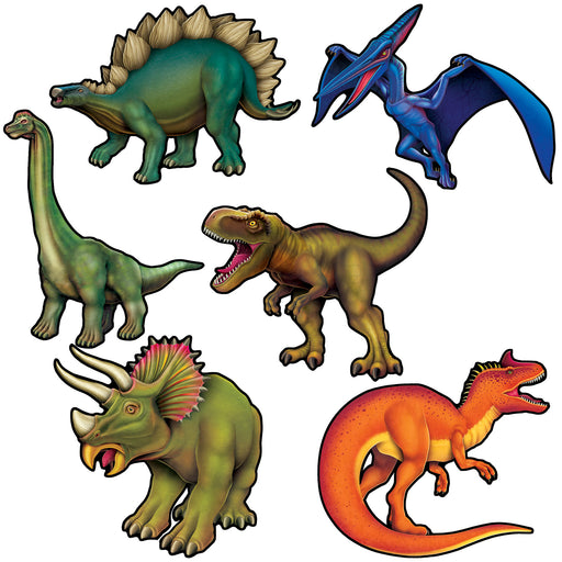Dinosaur Stickers – 2¾"-3½" – (6/Pkg) by Beistle for Dinosaurs Stickers