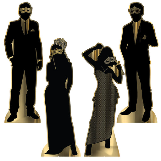 Masquerade Silhouette Stand-Ups – 5' 11" x 24¾" – (4/Box) by Beistle for Prom 3-D Props