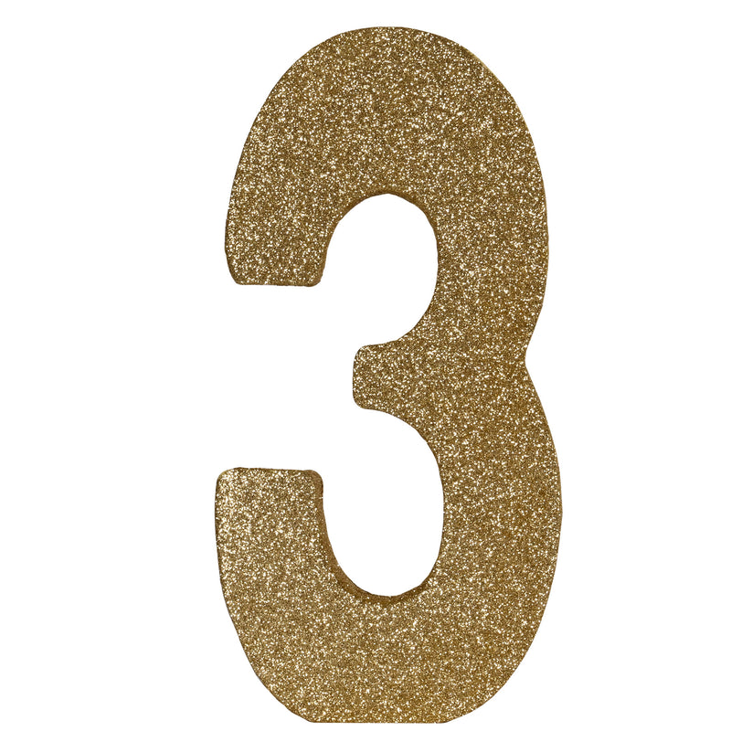 3-D Glittered "3" Centerpiece – 8" x 4" x 1" – (1/Pkg) by Beistle for Birthday-Age Specific 3-D