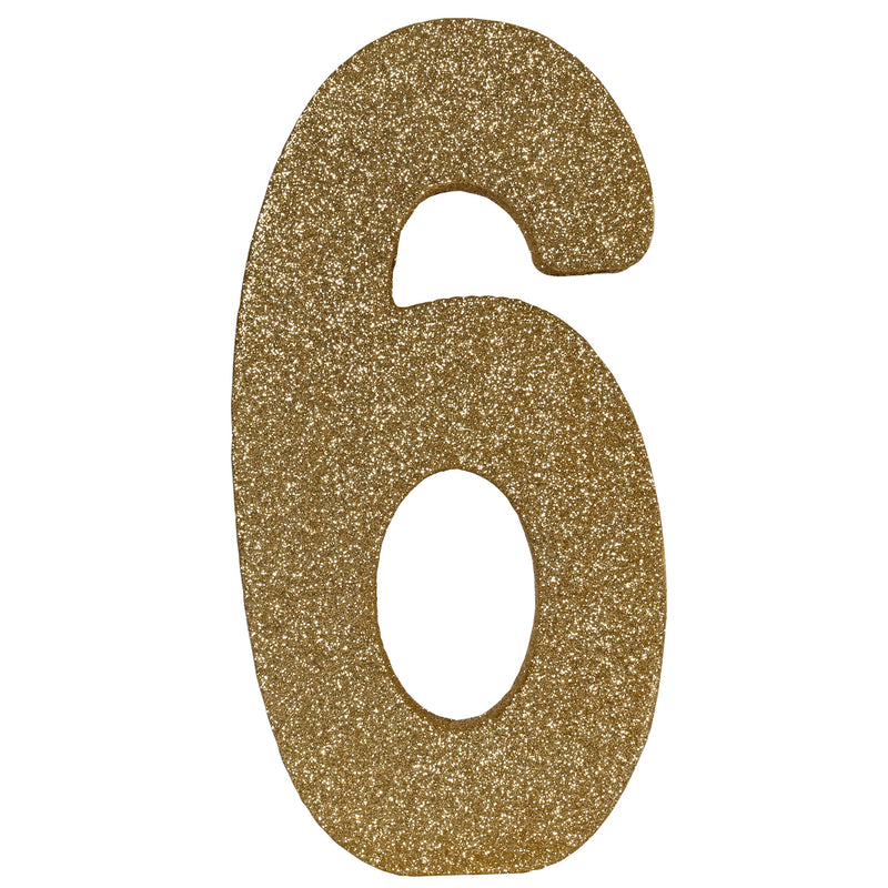 3-D Glittered "6" Centerpiece – 8" x 4" x 1" – (1/Pkg) by Beistle for Birthday-Age Specific 3-D