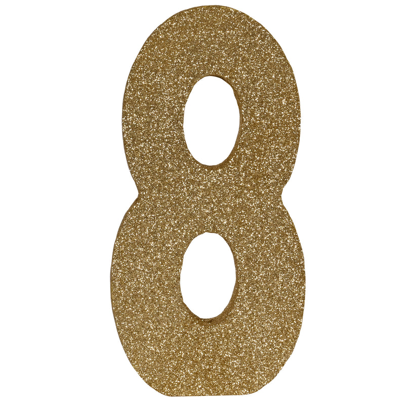 3-D Glittered "8" Centerpiece – 8" x 4" x 1" – (1/Pkg) by Beistle for Birthday-Age Specific 3-D