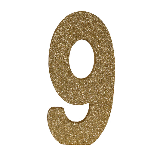 3-D Glittered "9" Centerpiece – 8" x 4" x 1" – (1/Pkg) by Beistle for Birthday-Age Specific 3-D