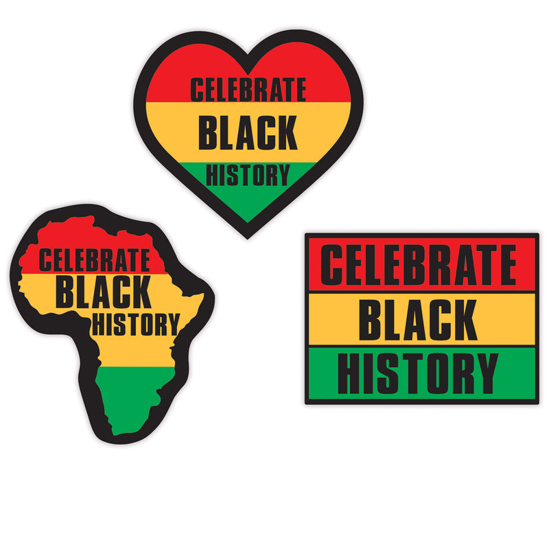Celebrate Black History Cutouts – 8"-11" – (3/Pkg) by Beistle for Black History Month Printed