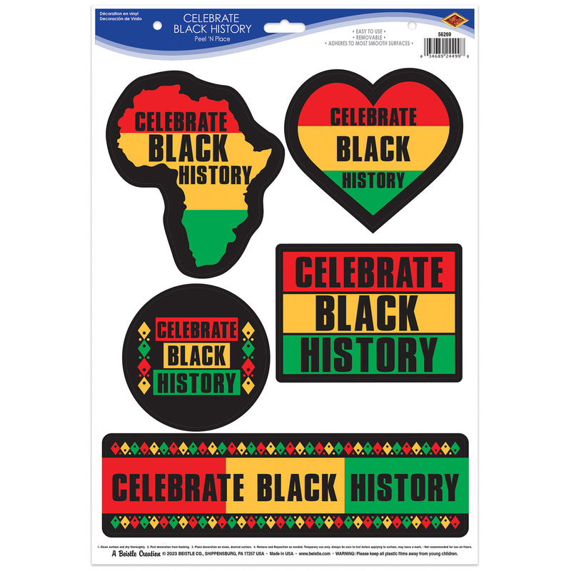 Celebrate Black History Peel 'N Place – 12" x 17" Sh – (5/Sh) by Beistle for Black History Month Peel 'N Place