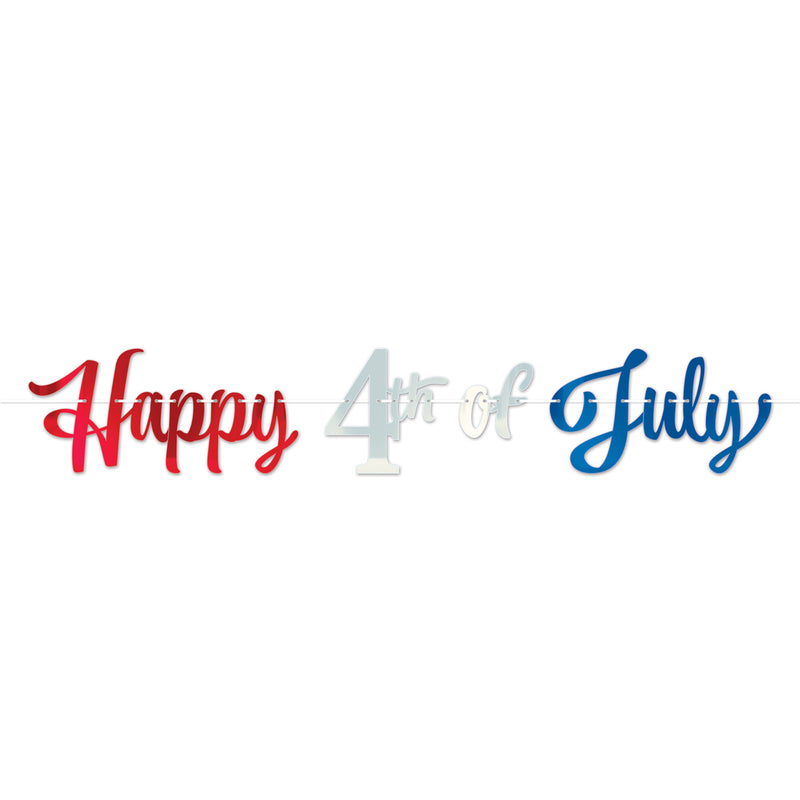 Foil Happy 4th Of July Streamer – 10" x 5' – (1/Pkg) by Beistle for Patriotic Streamers