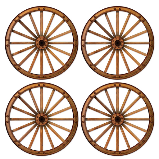 Wagon Wheel Cutouts – 18½" – (4/Pkg) by Beistle for Western Printed