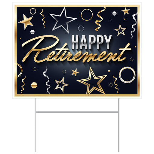 Plastic Happy Retirement Yard Sign – 11½" x 15½" – (1/Pkg) by Beistle for Retirement Plastic Yard Signs