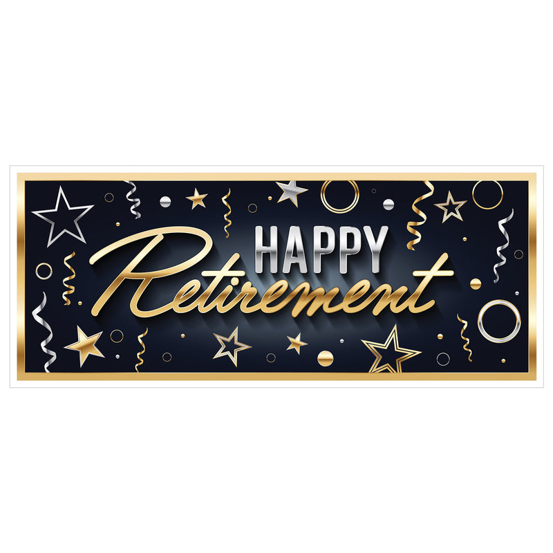 Happy Retirement Oversized Sign Banner – 30" x 6' – (1/Pkg) by Beistle for Retirement All-Weather