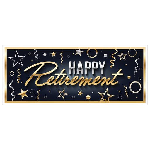 Happy Retirement Oversized Sign Banner – 30" x 6' – (1/Pkg) by Beistle for Retirement All-Weather
