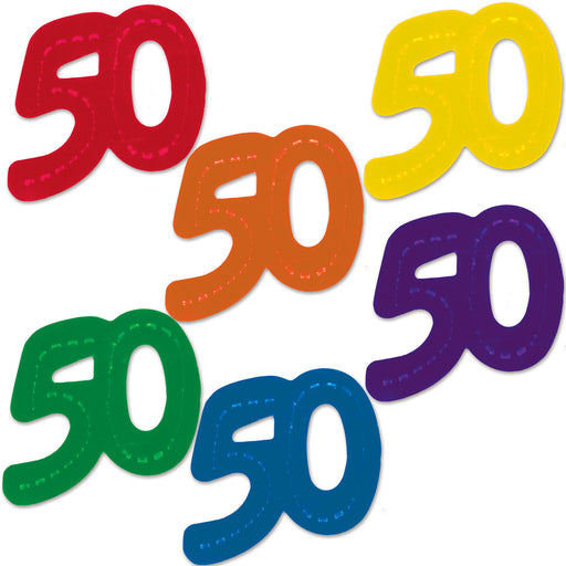 Jumbo "50" Fanci-Fetti – 2¾" x 2½" – (12/Pkg) by Beistle for Birthday-Age Specific Fanci-Fetti