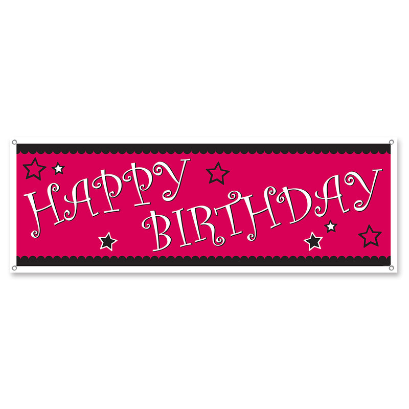 Happy Birthday Sign Banner – 5' x 21" – (1/Pkg) by Beistle for Birthday All-Weather