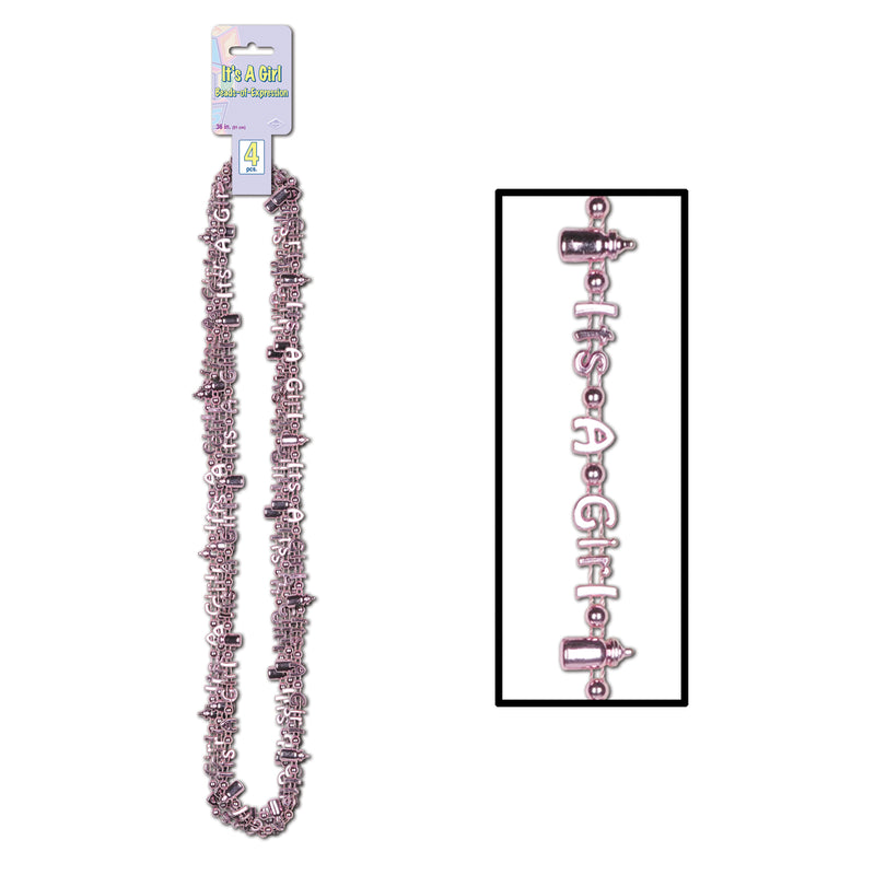 It's A Girl Beads-Of-Expression – 36" – (4/Card)