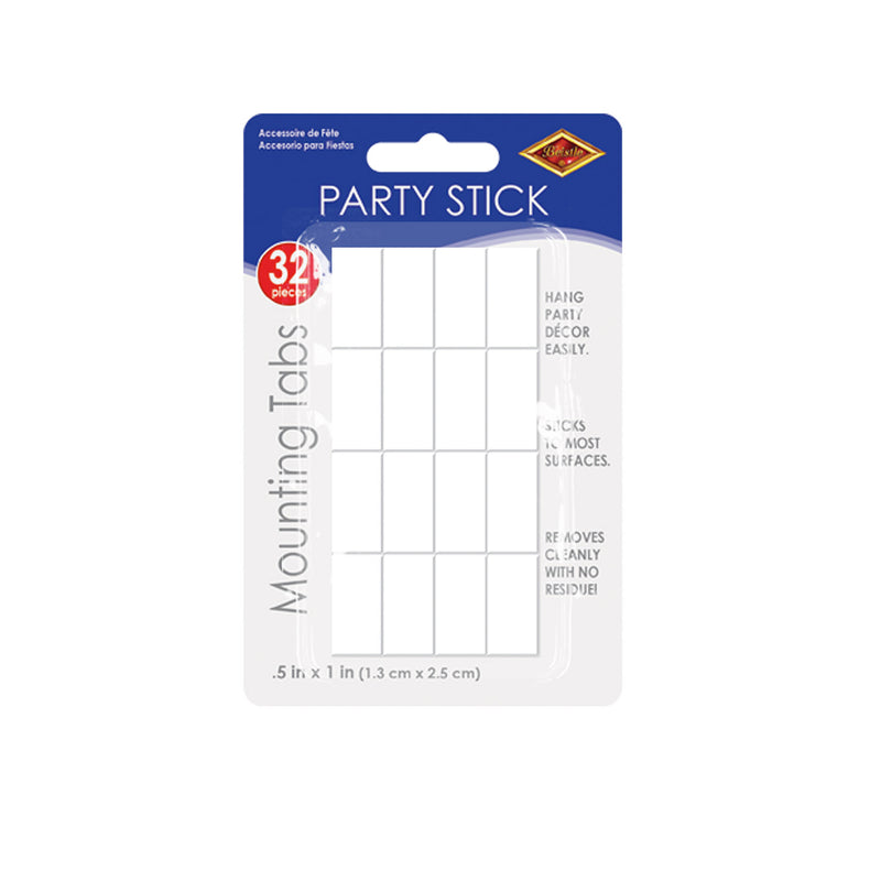 Party Stick Mounting Tabs – ½" x 1" – (32/Pkg) by Beistle for General Occasion Display Accessories