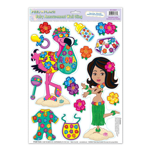 Hula Baby Peel 'N Place – 12" x 17" Sh – (14/Sh) by Beistle for Baby Shower Peel 'N Place