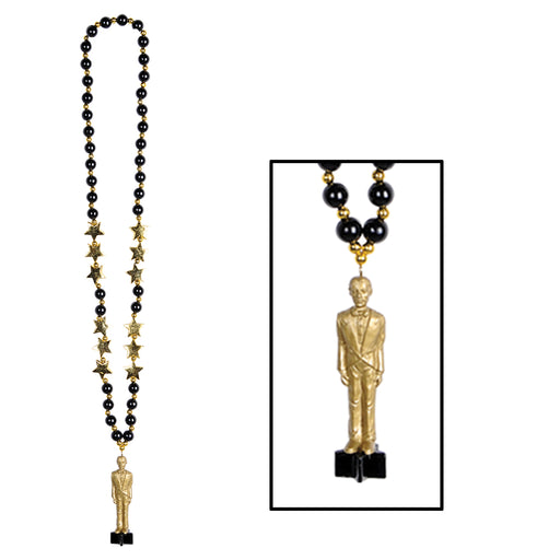 Beads w/Awards Night Statuette – 36" – (1/Card) by Beistle for Awards Night Beads with Medallion