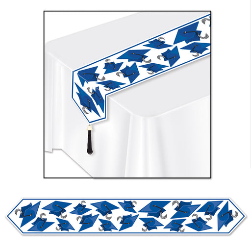 Printed Grad Cap Table Runner – 11" x 6' – (1/Pkg) by Beistle for Graduation Table Runners - Printed