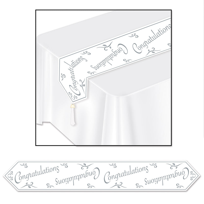Printed Congratulations Table Runner – 11" x 6' – (1/Pkg) by Beistle for Anniversary Table Runners - Printed
