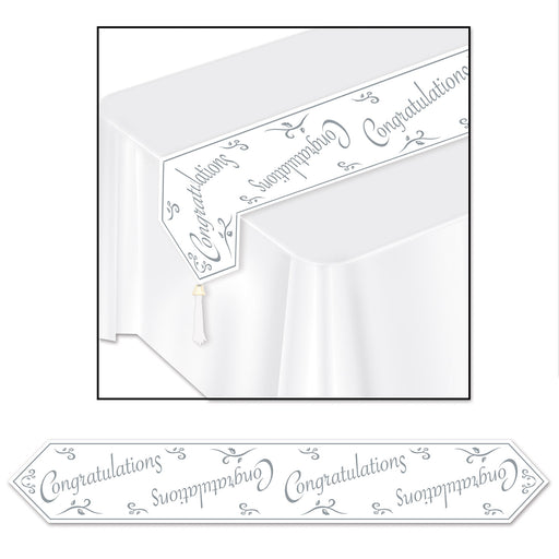Printed Congratulations Table Runner – 11" x 6' – (1/Pkg) by Beistle for Anniversary Table Runners - Printed