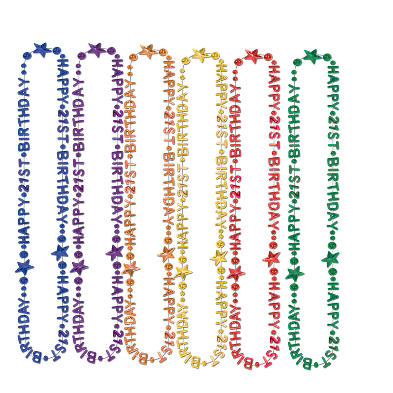 "21st" Birthday Beads-Of-Expression – 36" – (1/Card)