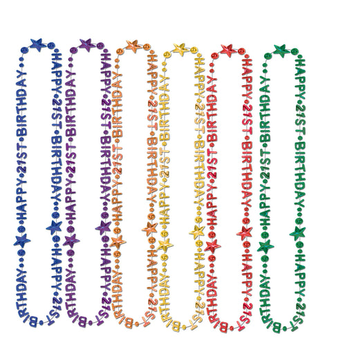 "21st" Birthday Beads-Of-Expression – 36" – (1/Card) by Beistle for 21st Birthday Novelty Beads