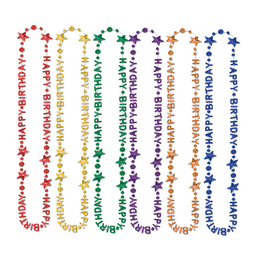 Happy Birthday Beads-Of-Expression – 36" – (1/Card) by Beistle for Birthday Novelty Beads