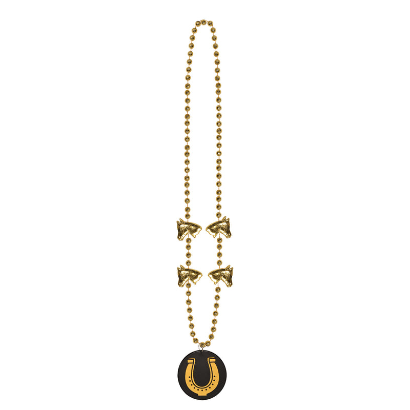 Beads w/Horseshoe Medallion – 36" – (1/Card)